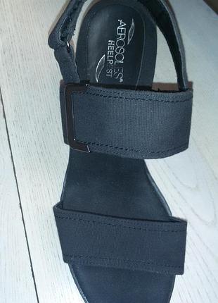Aerosoles (сша)-суперовые черные текстиль +кожа босоножки р.40 -26,5 см