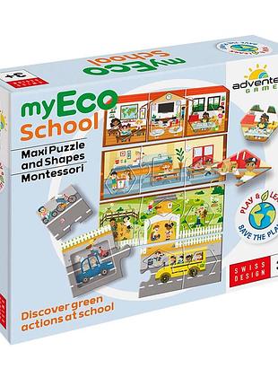 Учебный пазл advenderra games myeco school maxi puzzle and shapes montesori 40×64 см, 36 элементов, от 3 лет