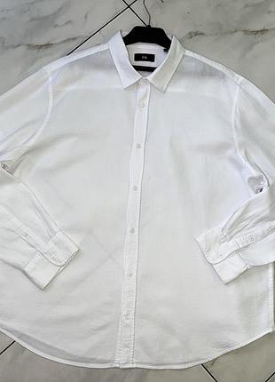 Классическая коттоновая мужская белая рубашка с длинным рукавом c&a xxl (54-56) 2xl