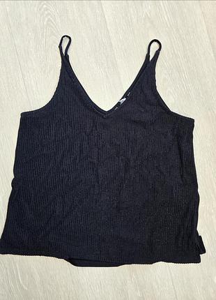 Черная майка h&amp;m свободного кроя, блестящая