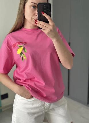 Жіноча вільна футболка оверсайз zara 100% бавовна розмір м
