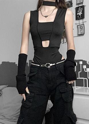 Боди, бодик на фотосессию, танцы,y2k,готический с вырезом,с чокером