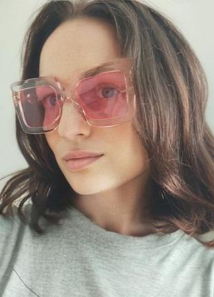 💗 женские солнцезащитные очки oversize розовые прозрачные