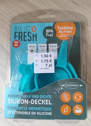 Набор силиконовых крышек silic'o fresh от бренда durandal включает 3 крышки разных размеров
