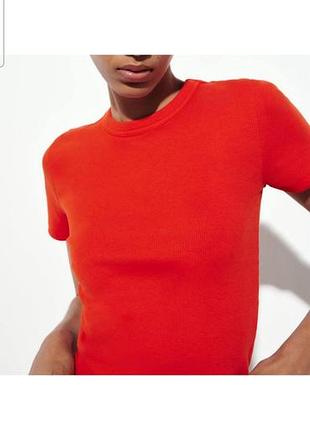 Футболка рубчик zara теракотова