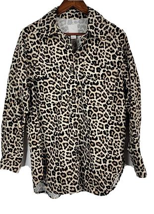 Рубашка h&m из плотного коттона в леопардовый принт