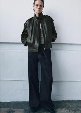 Кожаная куртка бомпер zw zara collection limited edition