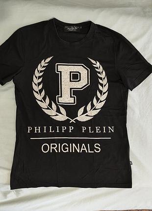 Футболка чоловіча philipp plein чорна з принтом l