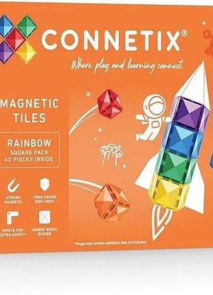 Магнитный конструктор connetix rainbow square pack, 42 ​​детали, 3+
