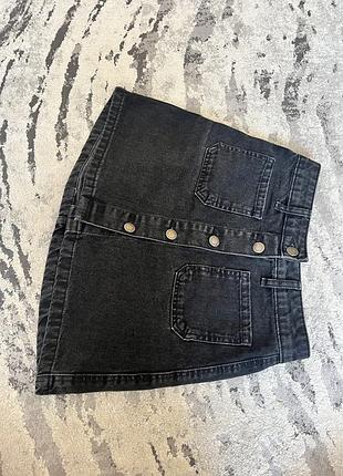 🖤 чорна пряма джинсова спідниця bershka xs (34)