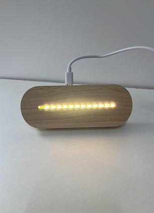 Подставка деревянная с led подсветкой usb-type-c для стекла акрила а6 (pa6)