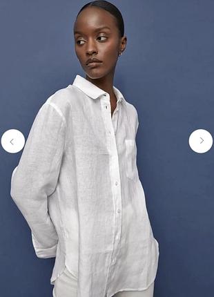 Котоновая рубашка oversize h&amp;m размер м жіноча сорочка белая прямого кроя