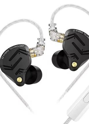 Гибридные многодрайверные наушники kz zs12 pro x с микрофоном 1dd + 5ba, hi-res audio, 3.5мм