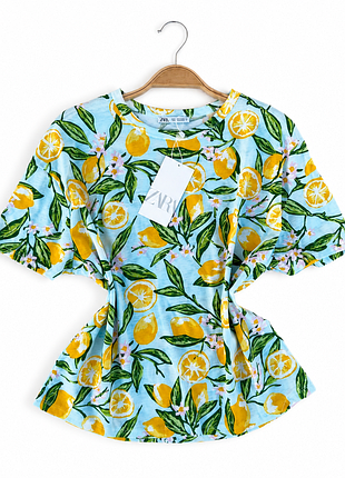 Футболка zara лимони 100%котон