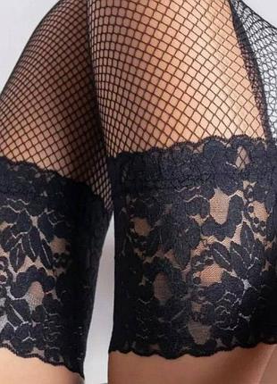 Diaminil з самоутримним мереживом панчохи сітка чорні livco corsetti