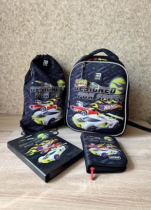 Рюкзак шкільний каркасний kite hot wheels чорний