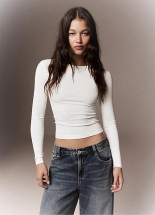 Білий лонг топ з віскози h&m