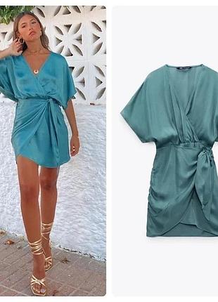 Розкішна сатинова мінісукня zara розмір м/л