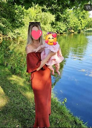 Лляна сукня zara,  сарафан терракотовий