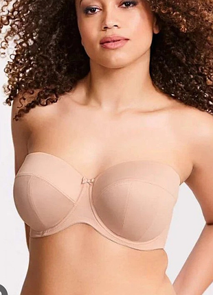 Гладкий бежевый бюстгальтер бандо marks&spencer 34c 75c силикон