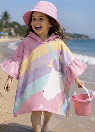 Рушник -пончо з карюшоном бавовняне принт единоріг 🦄 matalan (англія)
