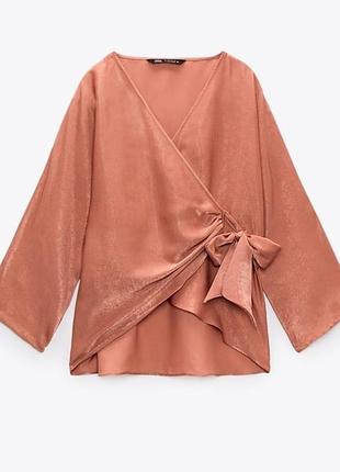Розкішна сатинова блуза на запах zara розмір л
