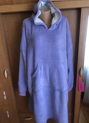 Меховушка, плюшева туника, кофта, худи, довга, 2-3xl, слип, пижама. ohs.