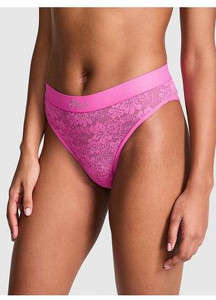 Трусики бразилианы victoria's secret розовые кружевные со стразами