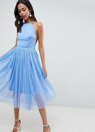 Новое миди платье asos с пышной юбкой и обнаженной спиной на выпускной, свадьбы, ужине