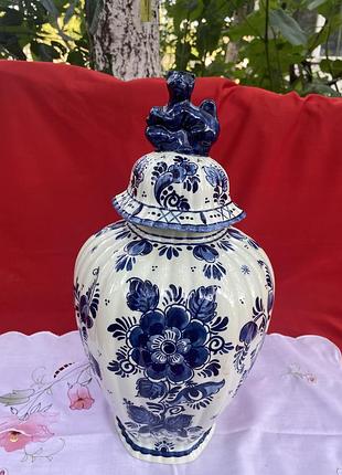 Вінтажна імбирна ваза (ginger jar) delft blue з кришкою — handarbeit holland.
