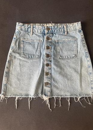 Джинсова юбка з ґудзиками zara trafaluc denim s