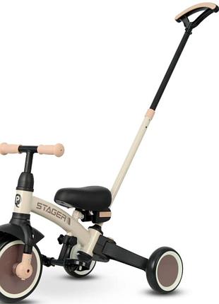 Велосипед беговел с ручкой qplay stager 3 в 1 brown