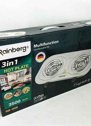 Электроплита 3500вт 2комф. rb-008 нерж тм rainberg