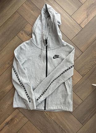 Оригінальна сіра кофта зіп-худі nike з лампасами та капюшоном розмір s