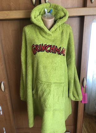 Меховушка довга, плюшева туника, кофта, худи, 3-6xl. the grinch , слип, пижама