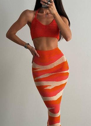 Спідниця максі в принт вʼязана prettylittlething plt