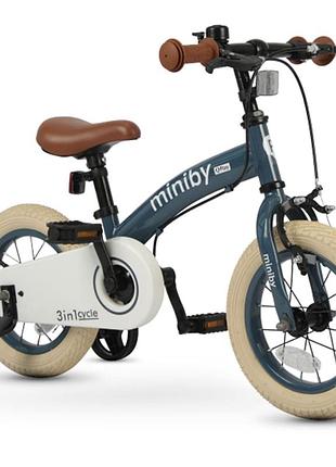 Двухколесный велосипед - беговел qplay miniby 3в1 12" grey blue