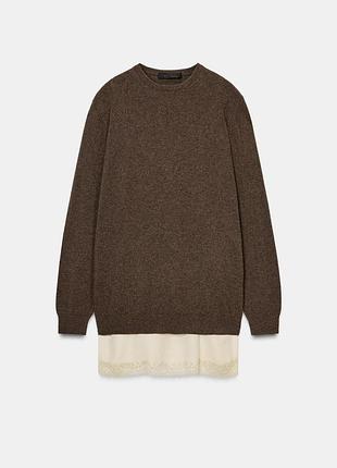 Шерстяний светр zara з мереживом