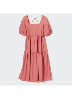 Льняное миди платье сарафан uniqlo
