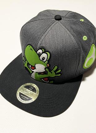 Бейсболка-снепбек bioworld difuzed nintendo super mario yoshi grey/black snapback