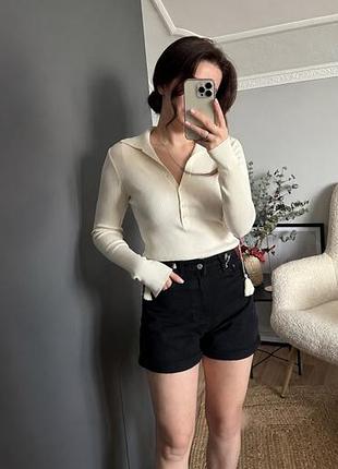 Чорні джинсові шорти моми zara висока посадка