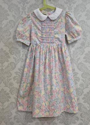 Коллекционное винтажное платье laura ashley mother &amp; child / 7-8 лет (128 см) / премиум хлопок со смками ретро