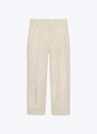 Светло-бежевые брюки из смеси льна от zara