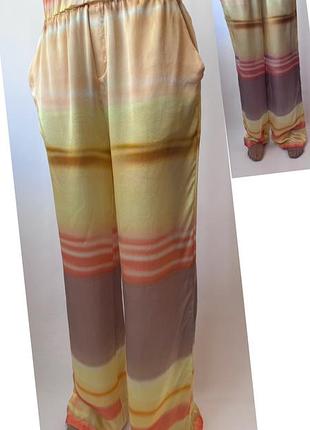 Printed wide leg silk pants шовкові широкі штани брюки пляжні штани штани для літнього відпочинку