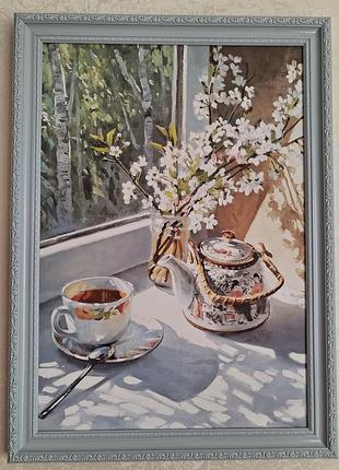 Картина, утренний чаепитие.
