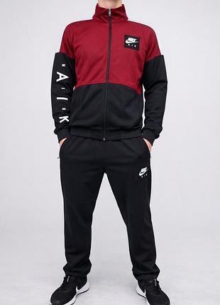 Чоловічий спортивний костюм nike air dri-fit червоно-чорний лакоста весна осінь,демісезонний ,дихаючий