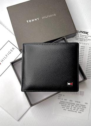 Мужской кошелек на магните Tommy hilfiger черный на подарок