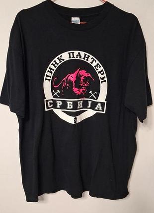 Футболка мужская черная gildan Пик пантеры regular, размер l - xl