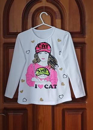 Футболка з написом "i ♡ cat"