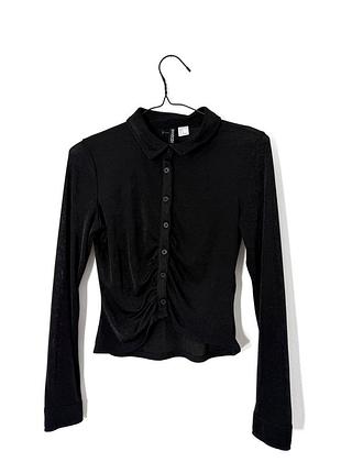 Чорна трикотажна сорочка блуза h&m